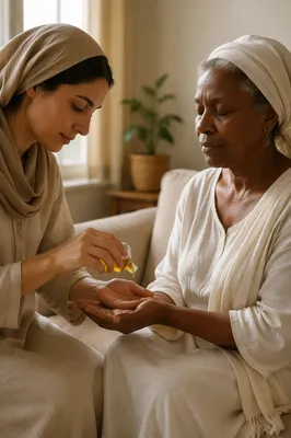 Woman Anointing Hands in Quiet Home