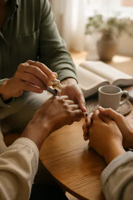 Hands Anointing With Oil in Prayer
