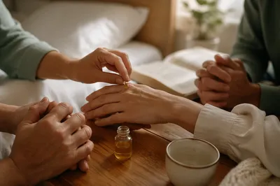 Hands Anointing With Oil in Prayer