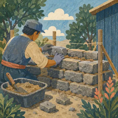 Hands Building a Rustic Stone Altar Outdoors
