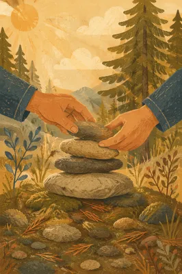 Hands Building Outdoor Stone Altar