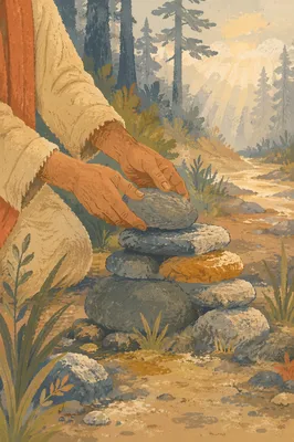 Weathered Hands Building Forest Stone Altar