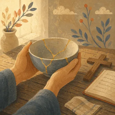 Hands Holding Kintsugi Bowl of Grace
