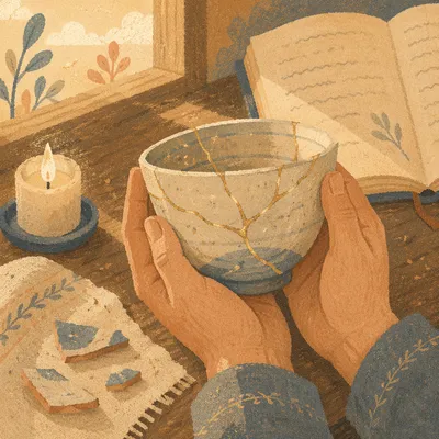 Hands Holding Kintsugi Bowl of Grace