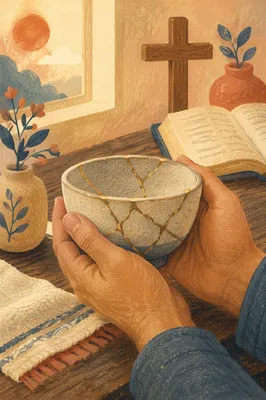Hands Holding Kintsugi Bowl of Grace