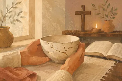 Hands Holding Kintsugi Bowl of Grace