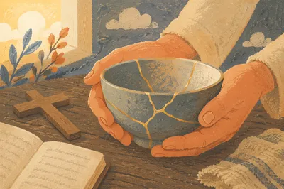 Hands Holding Kintsugi Bowl of Grace