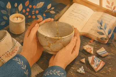 Hands Holding Kintsugi Bowl of Restoration