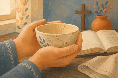Hands Holding Kintsugi Bowl of Grace