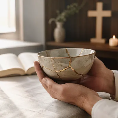 Hands Holding Kintsugi Bowl of Grace