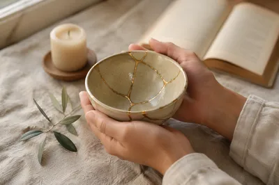 Hands Holding Kintsugi Bowl of Restoration