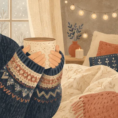 Cozy Hands Holding Warm Ceramic Mug