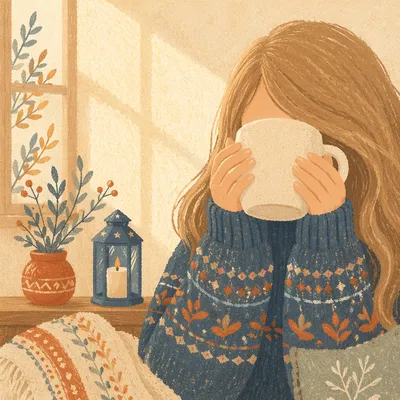 Cozy Hands Holding Warm Ceramic Mug