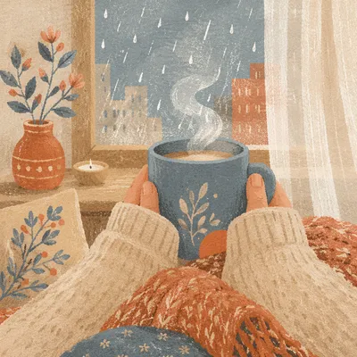 Cozy Hands Holding Warm Morning Mug