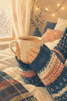 Cozy Hands Holding Warm Winter Mug