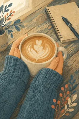 Cozy Hands Holding Warm Latte Mug