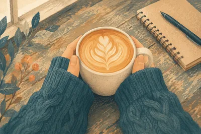 Cozy Hands Holding Warm Latte Mug