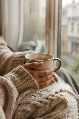 Cozy Hands Holding Warm Morning Mug