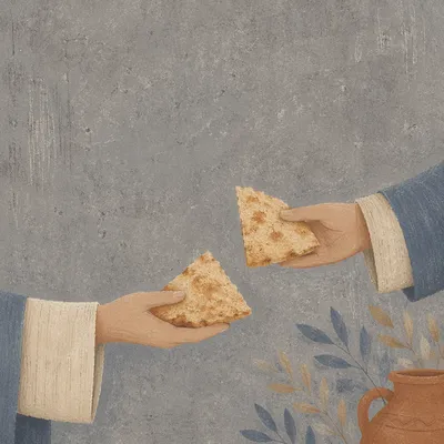 Hands Sharing Warm Flatbread in Gentle Fellowship