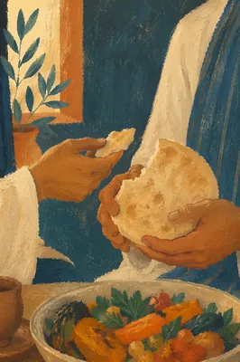 Hands Sharing Warm Flatbread in Fellowship