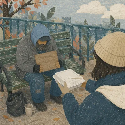 Compassionate Food Handoff in Urban Park
