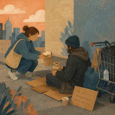Compassionate Food Outreach on City Sidewalk