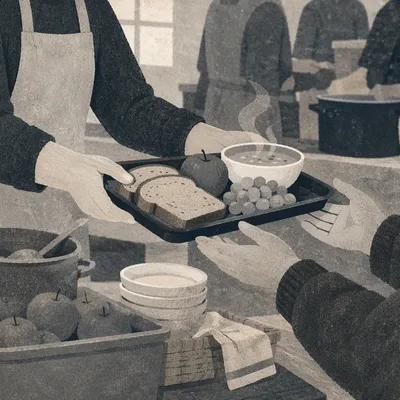Compassionate Hands Serving Meal to Homeless