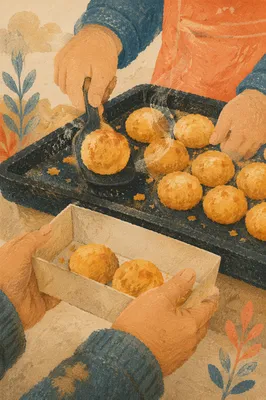 Volunteer Hands Serving Warm Pastries