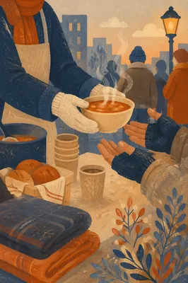 Serving Soup to Homeless with Compassion
