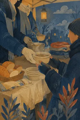 Volunteers Serving Warm Meals with Compassion