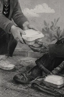 Compassionate Hands Serving a Hot Meal