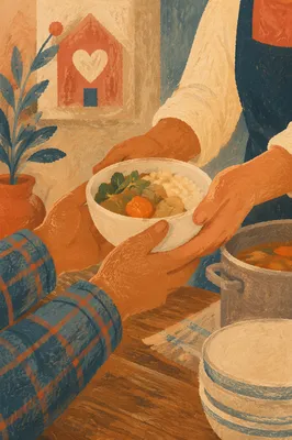Caring Hands Serving Warm Meal
