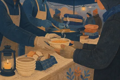 Compassionate Hands Serving Meals Outdoors