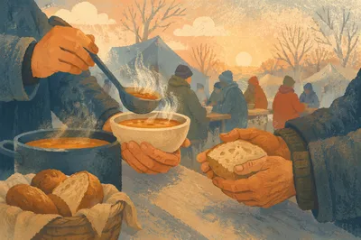 Compassionate Hands Serving Breakfast to Homeless
