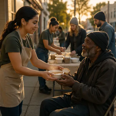 Community Meal Service on City Sidewalk