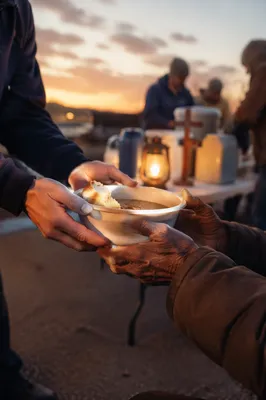 Compassionate Hands Serving Soup at Community Meal