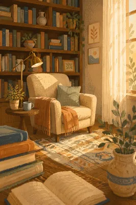 Cozy Home Library Reading Corner Retreat