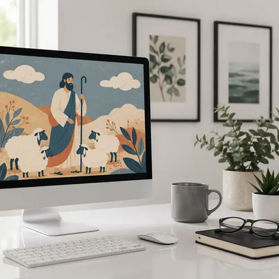 Calm Home Office with Plants