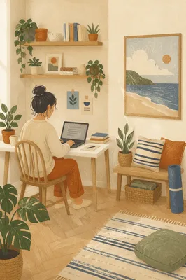Peaceful Plant Filled Home Office Corner