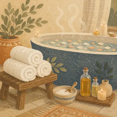 Serene Home Spa Bath with Candles