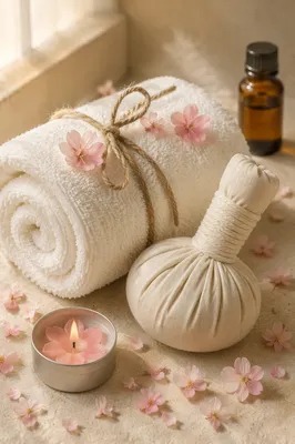 Calm Home Spa Towels and Candles