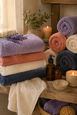Serene Home Spa Towels and Candles