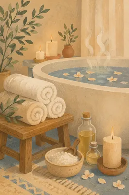 Serene Home Spa Bath Still Life