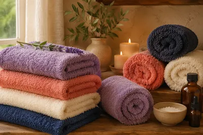Serene Home Spa Towels and Candles