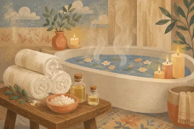 Serene Home Spa Bath With Candles
