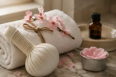 Serene Home Spa Towels and Candle