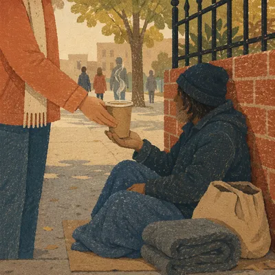 Compassionate Meal Sharing on Urban Sidewalk