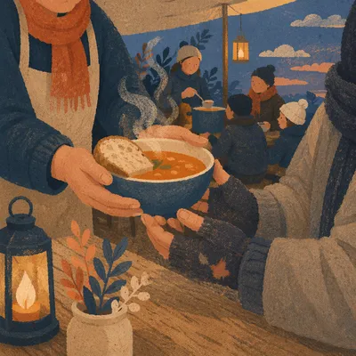 Warm Meal Shared With Homeless Neighbor