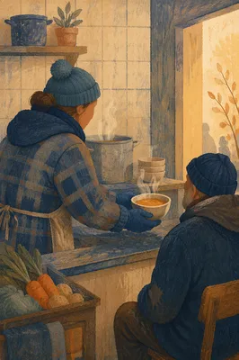 Warm Meal Served in Shelter Kitchen