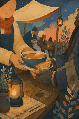 Warm Meal Shared with Homeless Neighbor